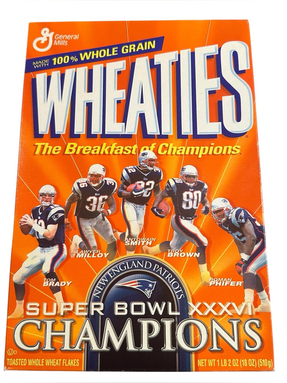 Rare 2002 Wheaties New England Patriots Super Bowl XXXVI Champions Unopened